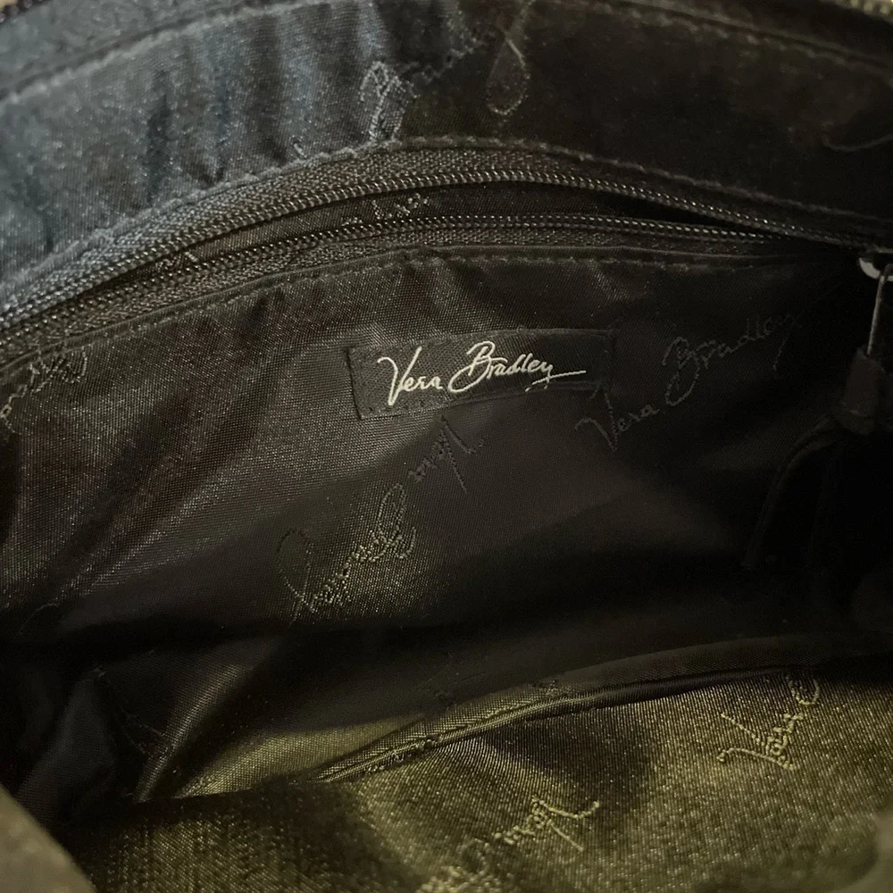 Vera Bradley Black Quilted Shoulder Bag With Floral Appliqué and Rhinestones - Picture 7 of 7
